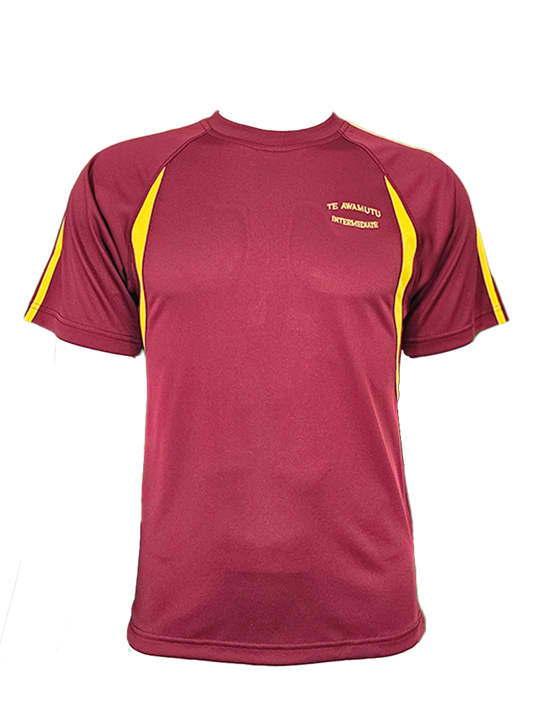 Te Awamutu Intermediate PE Tee Maroon/Gold